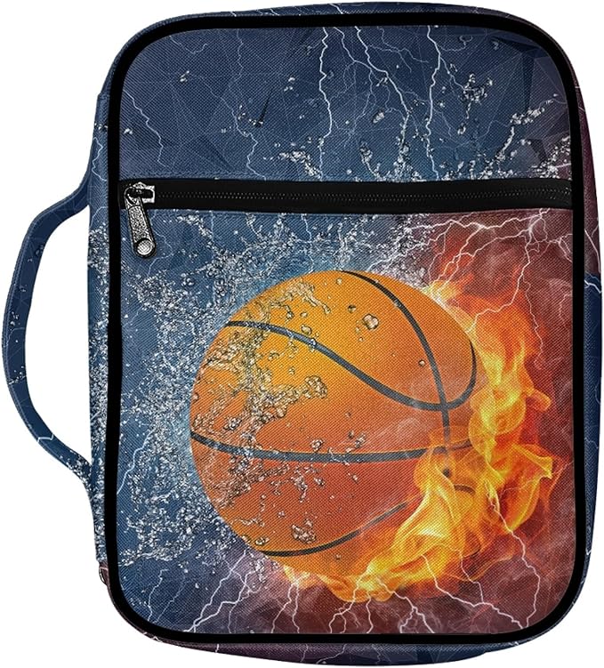 Basketball Bible Bag for Boys,Kids Bible Cover with Handle, Basketball Themed Book Cover for Study Bible
