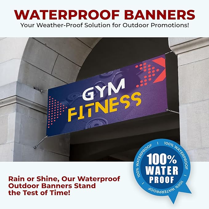 Gym Fitness Large Banners and Signs for Outdoor by Mavis Printing-Polyester Banner with 4 Holes for Easy Hang Indoor & Outdoor|4x1 Feet HD Print Sign to Promote Church| Made in USA