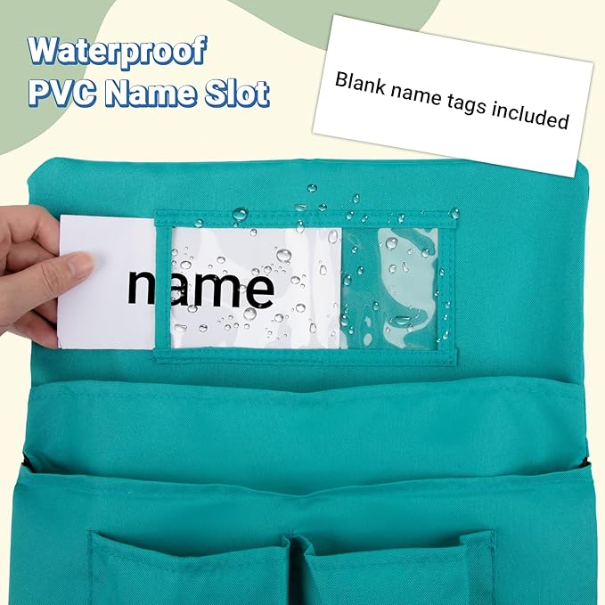 Chair Pockets for Classrooms 24 Pack,17 x 20 inch Multicolor Chair Back Buddy Pockets with 4 Pockets & Name Slot & Tags, Back of Chair Organizer for Classroom Chairs Seat Storage