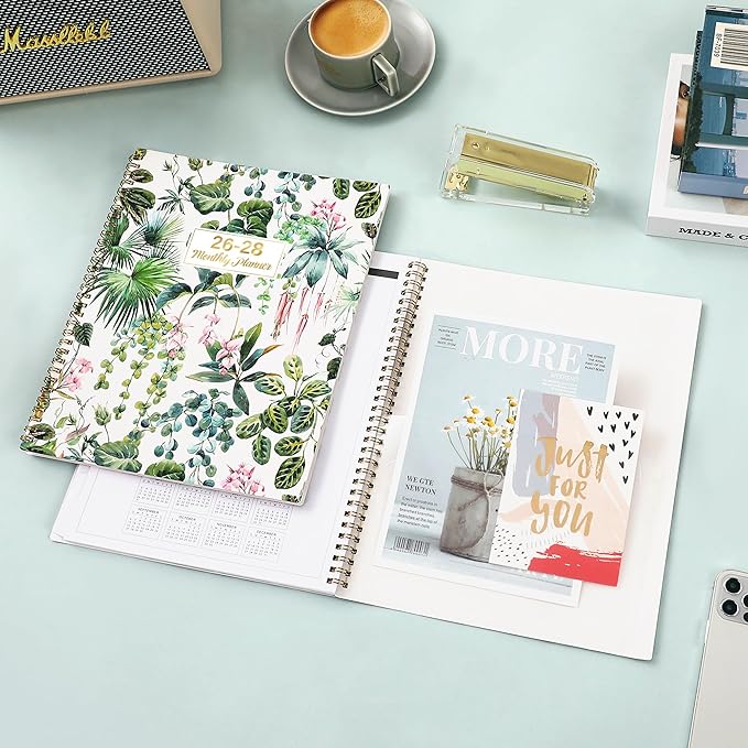 Monthly Planner 2026-2028 - Planner/Calendar 2026-2028, Jul. 2026 - Jun. 2028, 9" × 11", 2 Year Monthly Planners with Flexible Cover, 24-Month Tabs, Pockets, Thick Paper - Leaves