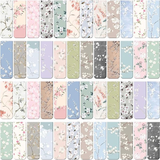 Dianelhall 48 Pcs Magnetic Bookmarks for Women Floral Book Markers Women's Day Gifts Flower Bookmark Assorted Book Magnets Page Markers Clip Bookmarks for Books Lovers Students Teachers Reading