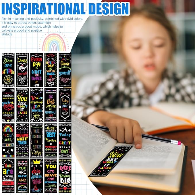 240 Pcs/120 Set Inspirational Pencil Bookmark Gift Thermochromic Color Changing Pencil Bulk with Eraser Motivational Bookmark Back to School Gifts for Kids Students Teacher Classroom Party Favors