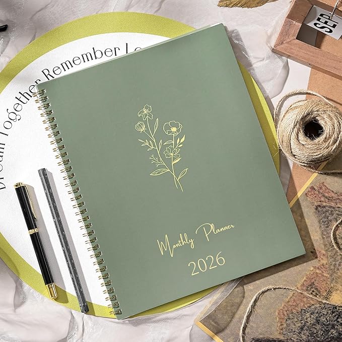 2026-2027 Monthly Planner - 2026 Monthly Planner, JAN. 2026 - DEC. 2026, 9" x 11", Tabs & Note Pages, Spiral Binding, Thick Paper, Back Pocket