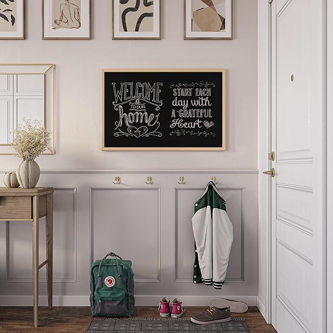U Brands Chalkboard, 24" x 36", Birch Wood Frame, Blackboard Surface, Wall Mountable, Dry Erase Board, Home, Classroom & Office Organization, Memo & Message Board