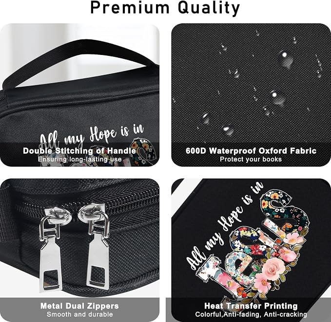Bible Bags for Women Bible Study Supplies Book Covers with Zipper for Journaling, Bible Cover Case for Men, Organizer Tote Carrying Case with Strap Church Bags for Woman