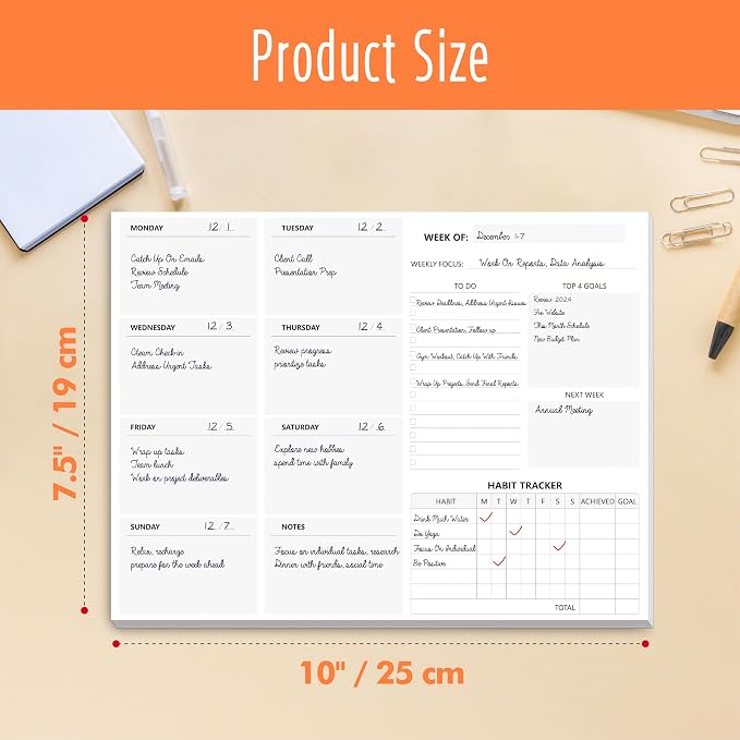 90 Sheets Weekly Planner with Magnet, Magnetic Tear Off Planner Pad with Daily Schedule Checklist Notepad To Do List Pad with Top Priorities, To Do Lists & Habit Tracker for Office, School, Home