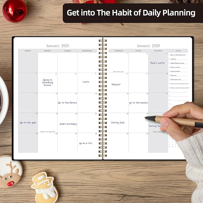 2026-2027 Monthly Planner, Jan 2026-June 2027, B5 (7" x 9"), 2 Year Monthly Planner, 24 month Calendar, Simple Calendar Planner Notebook Soft PVC Cover, Suitable for Schools & Offices, Black