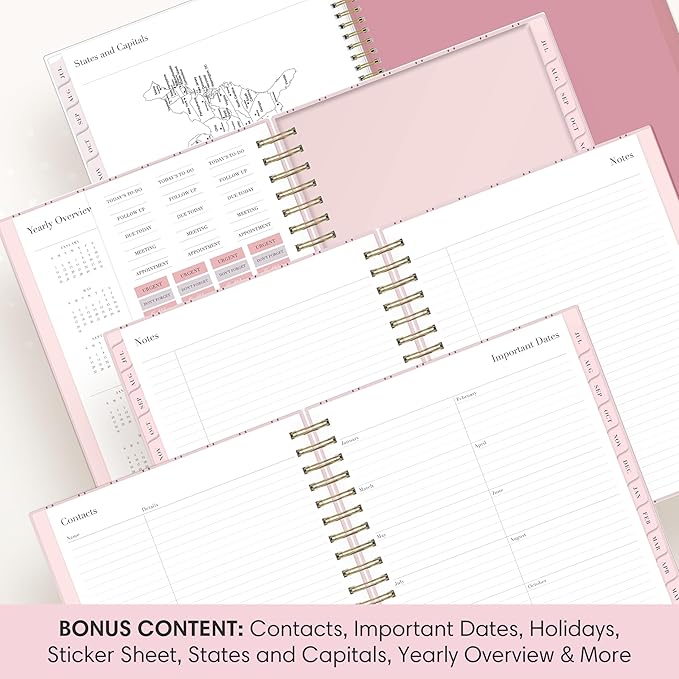 Blue Sky Rachel Parcell 2026-2027 Daily and Monthly Academic Year Planner Calendar, July 2026 - June 2027, 7" x 9", Laminated Cover, Wirebound, Laminated Tabs, Storage Pocket, Includes Stickers, Laine Pink