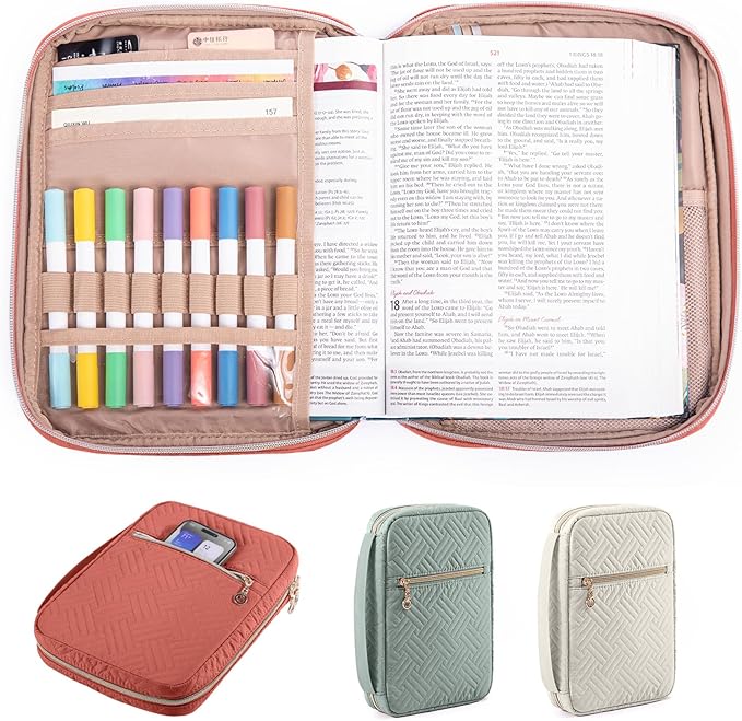 APLUFINE Bible Cover for Women - Soft Bible Case - Carrying Book Case for Bible Accessories - Bible Holder Case for Women - Girls Bible Bag - Bible Carrier - Bible Sleeve - Church Bag