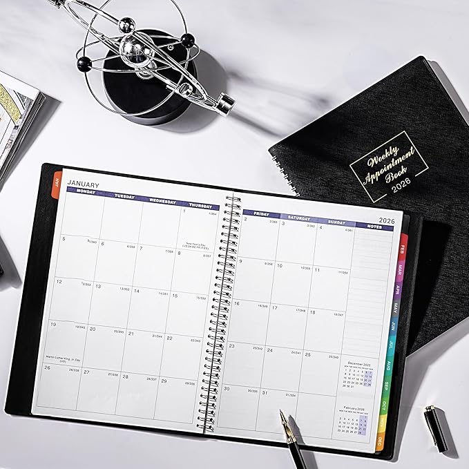 2026 Weekly Appointment Book - Daily Hourly Planner 2026 from January 2026 - December 2026, 8.5" x 11", 15-Minute Interval, Monthly Tabs, Leather Cover, Perfect for Your Life