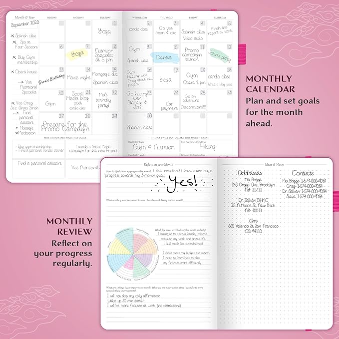 Legend Planner – Undated Weekly & Monthly Life Planner to Hit Your Goals & Live Happier, Organizer Notebook & Productivity Journal, A5 (Hot Pink, Gold)