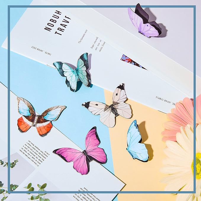 Nezyo 24 Pieces Magnetic Bookmarks Cute Magnet Page Markers Foldable Page Clip for Students Reading Stationery Supplies Office Presents(Butterfly)