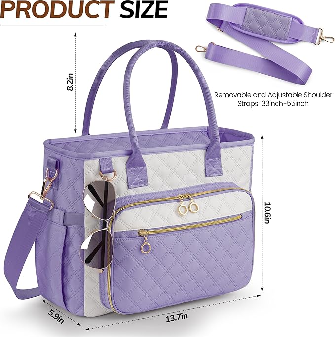 Large Bible Bag with Bible Cover Case for Women,Color-Blocking Bible Carrying Case,Church Tote Bag with Shoulder Strap for Bible Study Supplies,Christian Gifts for Women(Purple