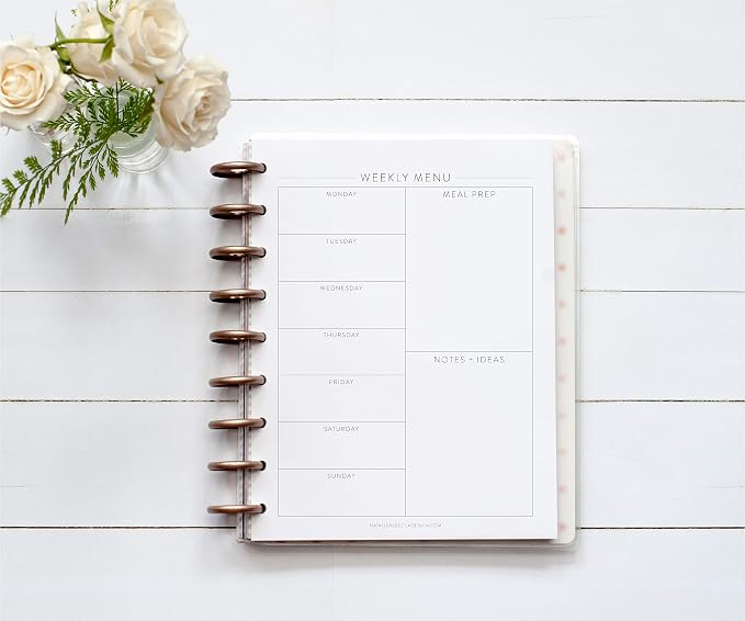 BetterNote Meal Plan Refill Pages for Discbound Planners, Fits Levenger Circa, TUL, Happy Planner, Staples ARC, Menu, Grocery List (6 months, 9-Disc, 7"x9.25")
