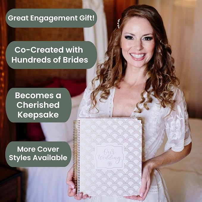 bloom daily planners Hard Cover Wedding Day Planner Bridal Journal & Organizer (Undated) - 9" x 11" - Planning Our Forever