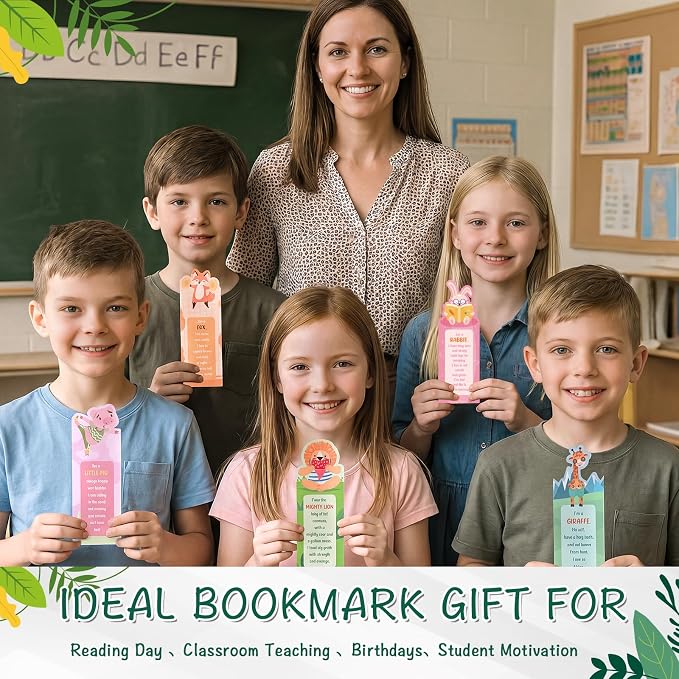 WSICSE 100 Pcs Bookmarks for Kids, 25 Fun Animal Facts Double-Sided Book Marks for Reading Classroom Rewards Student Incentives Back to School Gifts