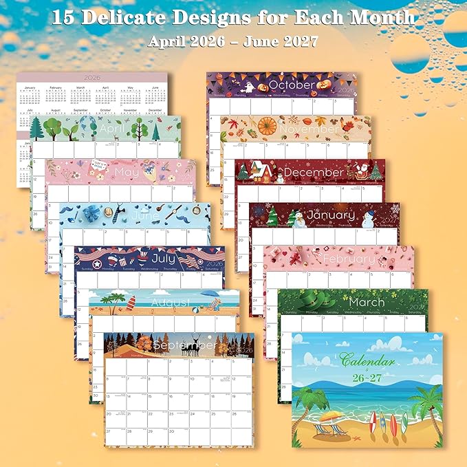 Small Desk Calendar 2026-2027 - Standing 2026 Desk Calendar, APR.2026 to JUN.2027, 8" x 6", Monthly Flip Desktop Calendar with Stickers, Your Personal Desk Planner for Home Office