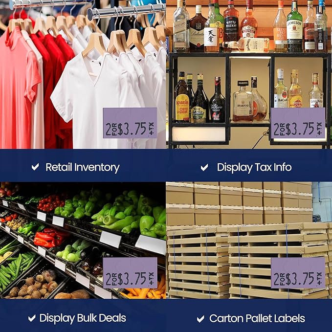 Perco Lavender Pricing Labels for Monarch 1131 Price Gun – 8 Sleeves, 64 Rolls Value Pack - 160,000 Price Marking Labels – with Ink Rolls Included