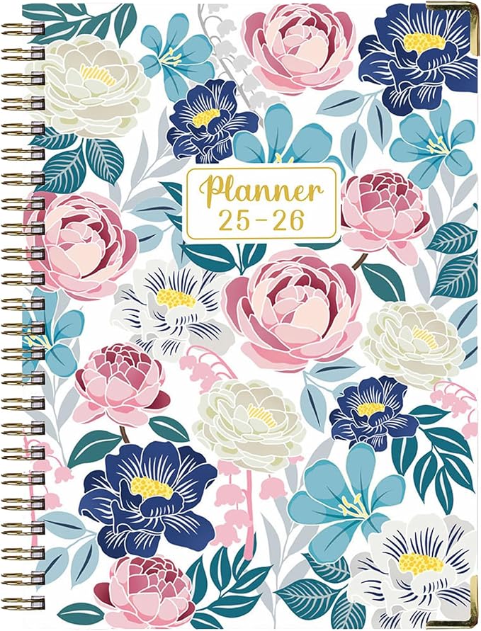 2025-2026 Planner, 12-Month Daily Weekly Monthly Planner from JUL.2025 to JUN.2026, 8.5" X 6.2", Spiral Hardcover Notebook with Bookmarks, Elastic Closure, Inner Pocket for Office School Supplies