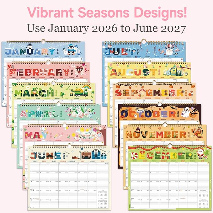 Lbylyhxc 2026 Calendar - 18 Monthly Wall Calendar 2026 from January 2026 to June 2027, 14.8 x 11.5 Inches.Thick Paper includes major holidays and dedicated space for notes and important dates (Wall Calendar Festivals)