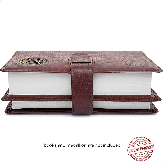 GALILEO® Double AA Big Book Cover & 12 Steps & 12 Traditions | PU Leather | Medallion Holder | AA Book Covers for Hardcover | AA Gift | Alcoholics Anonymous (Crocodile Leather/Brown)