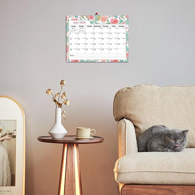 Ymumuda Wall Calendar 2026-2027,11"×14", 18 Months from JAN. 2026 to JUN. 2027, Hanging Calendar Spiral Binding, Unique Monthly Calendar for Easy Planning，Perfect for School Office Work Schedule