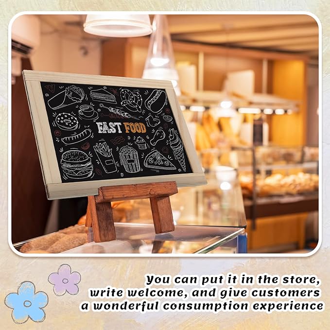 Harloon 24 Pcs 10.5" x 8.5" Framed Chalkboard Bulk Double Sided Wood Tabletop Small Chalkboard Signs Mini Blackboard Classroom School Supplies for Party Home Office Art Craft Birthday Wall Menu Food