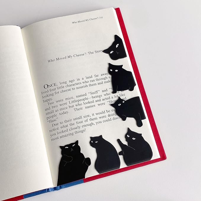 Magnetic Bookmarks - 6 Pieces Assorted Cute Book Markers Clip Set for Teachers Students Book Lovers Reading, for School Office Home Supplies, Kawaii Cat Magnet Page Markers