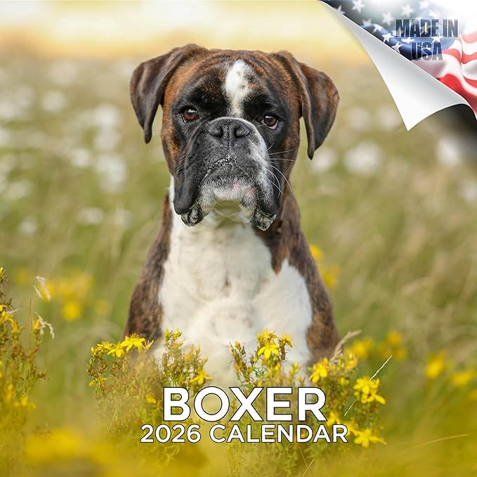Boxer Calendar 2026 by MegaCalendars – Monthly Dog Breed Wall Calendar, Made in USA