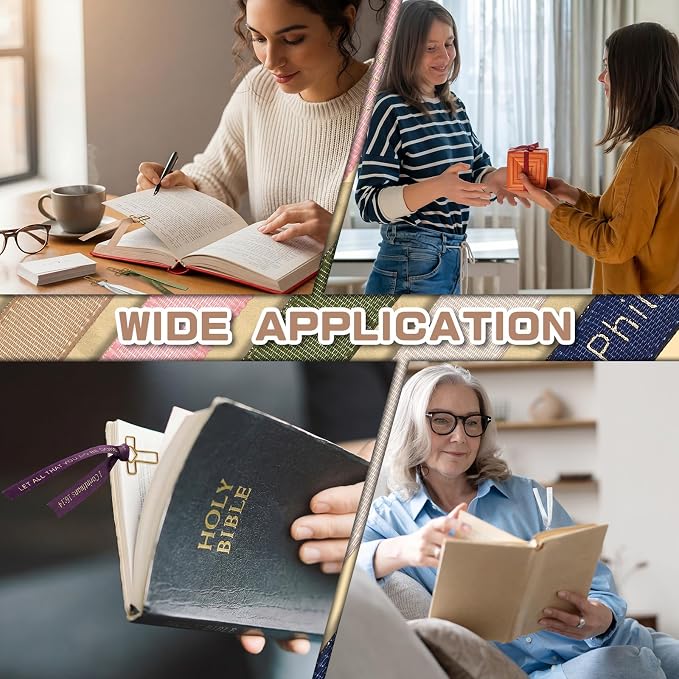 Resurhang 80 Pack Heart Cross Paper Clips with Ribbons 40 Gold Bible Paper Clips 40 Christian Bookmark Ribbons Bible Study Journaling Supplies Easter Eggs Fillers Women Christian Gifts