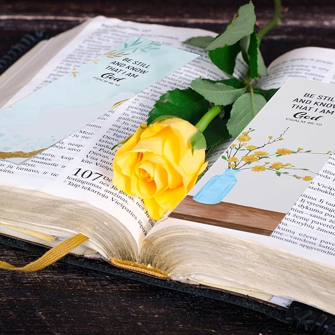 Qilery 64 Pieces Books of the Bible Bookmarkers Large Print Christian Gifts Book Markers for Reading Christian Religious Bookmarks for Lovers Readers Office Supplies Gift