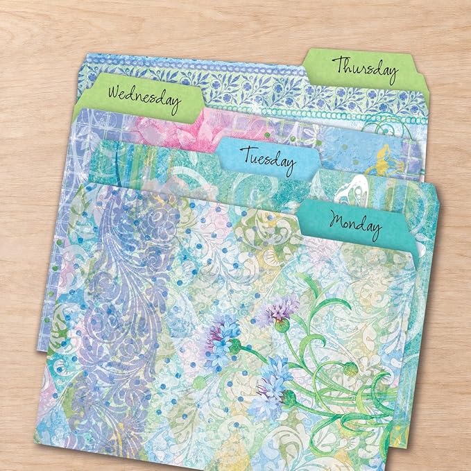 Current Floral Fun File Folders Value Pack - Bulk Set of 24, 6 Pretty Decorative Designs, 1/3 Cut Tabs, Heavy-Duty Paper Stock, Office Supplies for Home & Work, 9-½” x 11-¾” Letter Size