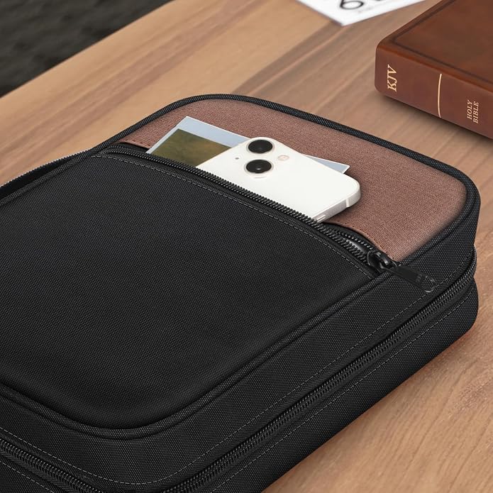 FINPAC Bible Cover Small Size Church Study Book Carrying Bag, Bible Protective Case with Handle Zippered Pocket for Men Women