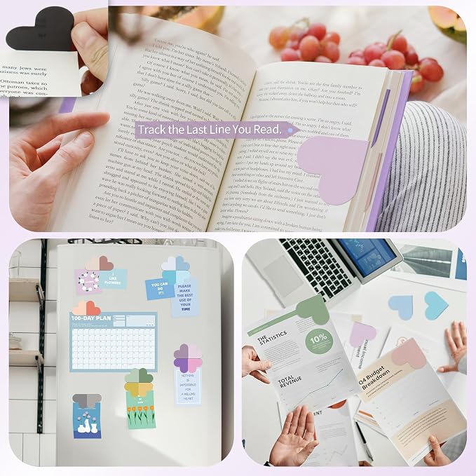 JIXZEN 12 PCS Corner Bookmarks for Women, Heart Magnetic Bookmarks for Reading Women Gifts, Cute Book Markers Bulk for Girls, Book Lovers, Book Club Readers, Teachers, Kids (24 Pretty Colors)