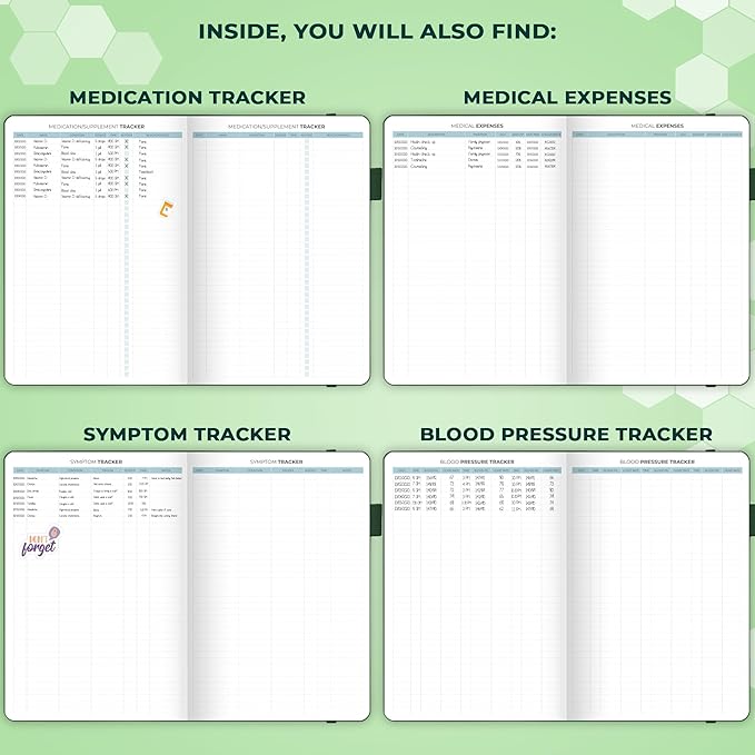 Clever Fox Large Medical Planner 12-Month – Medical Notebook, Health Diary, Wellness Journal to Track Health – 12 Months, 7x10.5″ (Forest Green)