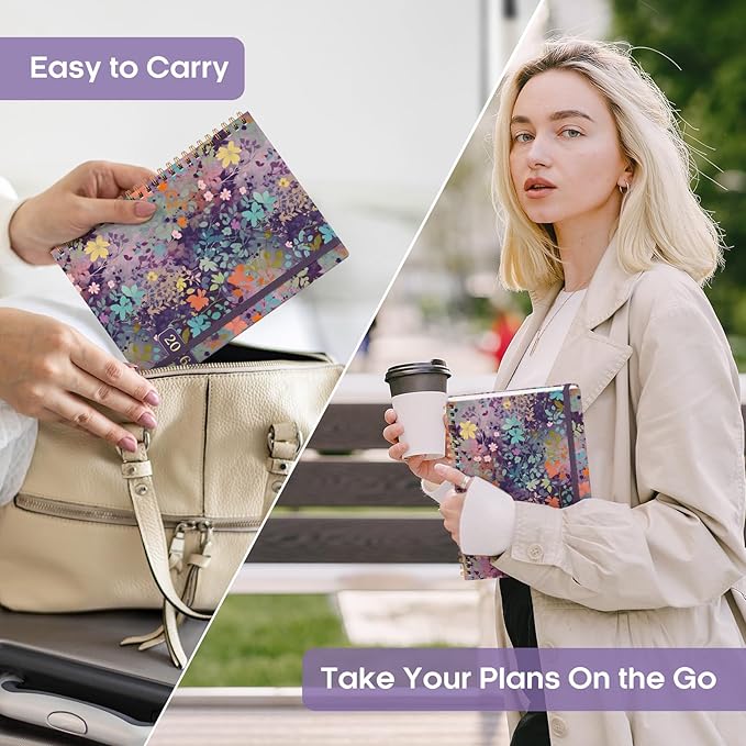 2026 Planner, Weekly and Monthly Calendar Planner Book, January 2026 - December 2026, Hardcover Spiral Planner with Monthly Tabs, Notes Pages, Perfect for Women & Men, A5 (6.4" x 8.5") - Violet