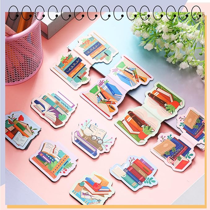 Skyygemm 30 Pcs Bookish Magnetic Bookmarks Book Lover Gifts Cute Page Markers for Librarian Bookish Book Club Lover Gifts Markers Accessories