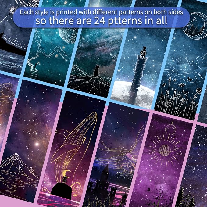 Anseal 60 PCS Cool Space Starry Night Bookmark, Bookmarks for Book Lovers, Bulk Bookmarks for Men, Unique Book Mark for Boys, Girls, Students, Classroom Gifts, School Prize, Reading Present