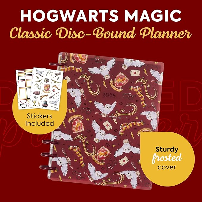 Happy Planner Harry Potter Disc-Bound 12-Month January–December 2026 Planner, Classic Size, Vertical Layout, Gryffindor Magic