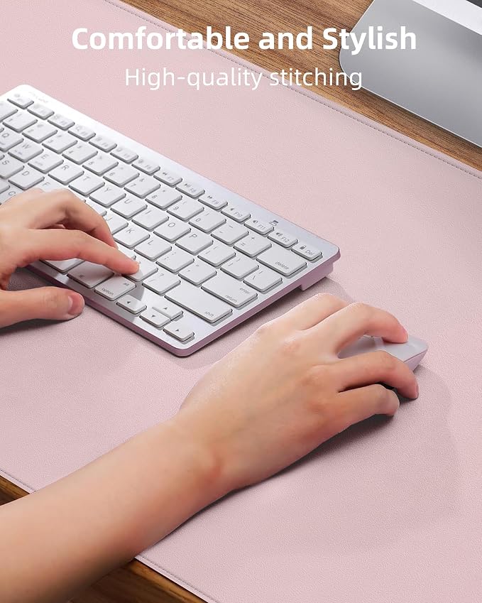 AFIING Large Desk Mat 55" x 24" - PU Leather Desk Pad Protector, Waterproof Non-Slip Extended Mouse Pad for Office Desk, Keyboard, Laptop and Home Workspace (Light Blue)