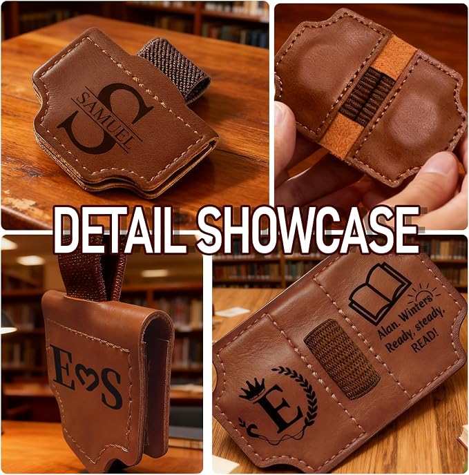 Custom Bygone Mark Bookmark with Pen Holder, Personalized Magnetic Leather Pen Holder Bookmark, 26 Letters Name Initial Logo, Personalized Magnetic Bookmarks Gifts for Women Book Lovers Reading