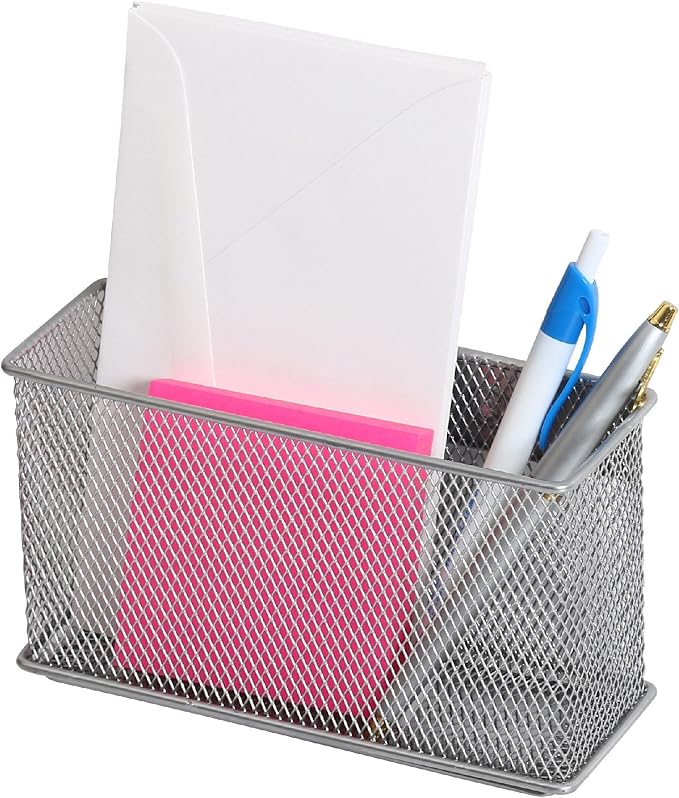 Ybmhome Wire Mesh Magnetic Storage Basket, Container, Desk Tray, Office Supply Accessory Organizer Silver for Refrigerator/Microwave Oven or Magnetic Surface in Kitchen or Office 2305 (1, Large)