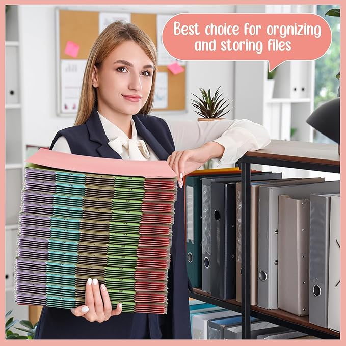2 Set 50 Pcs Alphabet File Dividers A-z Top Tab Guides Set, Letter Size Filing Organizers 1/5 Cut Alphabetical File Folder Tabs for Home, Office, School(Pink)
