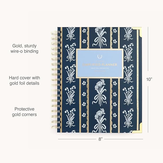 Simplified 2026 12-Month Spiral Weekly Planner — Poppy Posies — January 2026 - December 2026, Calendar Year Organizer with Stickers, Pockets, and Keepsake Box