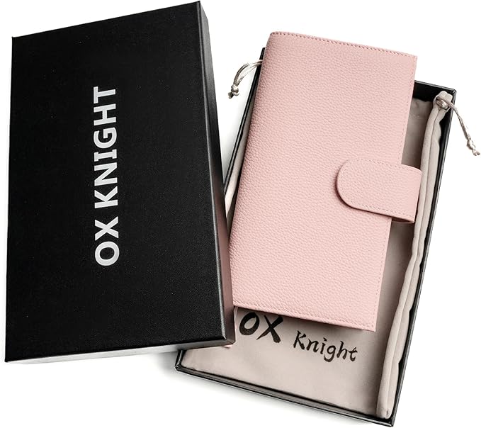 Genuine Leather Cover for Hobonichi Weeks/Weeks Mega with Pen Loop, Card Slots, Back Pocket, and Bookmarks (Pink)