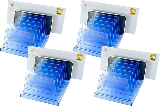 Officemate Blue Glacier Standard Sorter, 7 Compartments, Transparent Blue (23214) (Pack of 4)