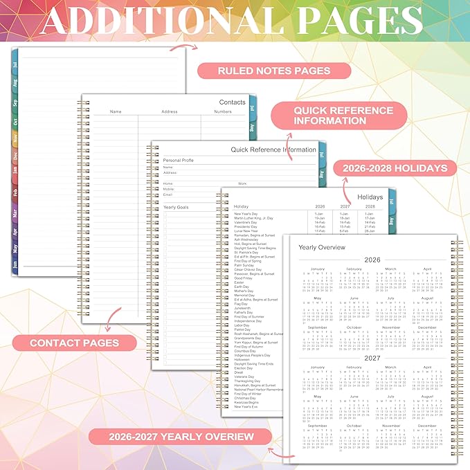 Planner 2026-2027 - Academic Planner 2026-2027 Weekly and Monthly from July 2026 to June 2027, 9" x 11" with Inner Pocket, Colorful Coated Tabs