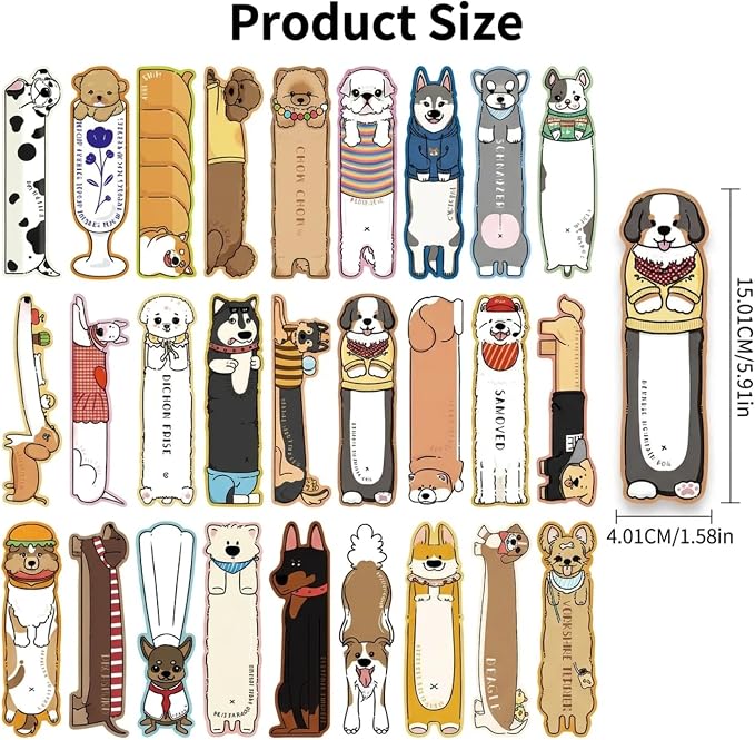 Cute Bookmarks Bulk Gifts - 90 Pcs Dog Paper Bookmark for Women Girls Students Book Lovers Animals Page Marks School Office Classroom Reading Accessories Bookish Gift for Birthday Graduation