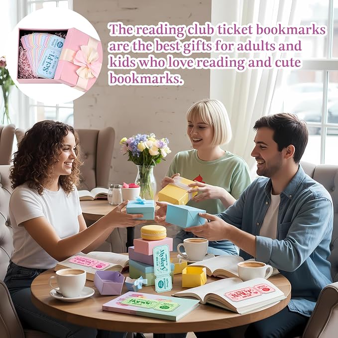 Faccito 240 Pcs Funny Bookmarks Gift Bulk 5.9 x 2.4 Inches Book Club Gift Bookish Gifts Reading Tracker for Women Book Lover Teacher Library Party School Library(Ticket)