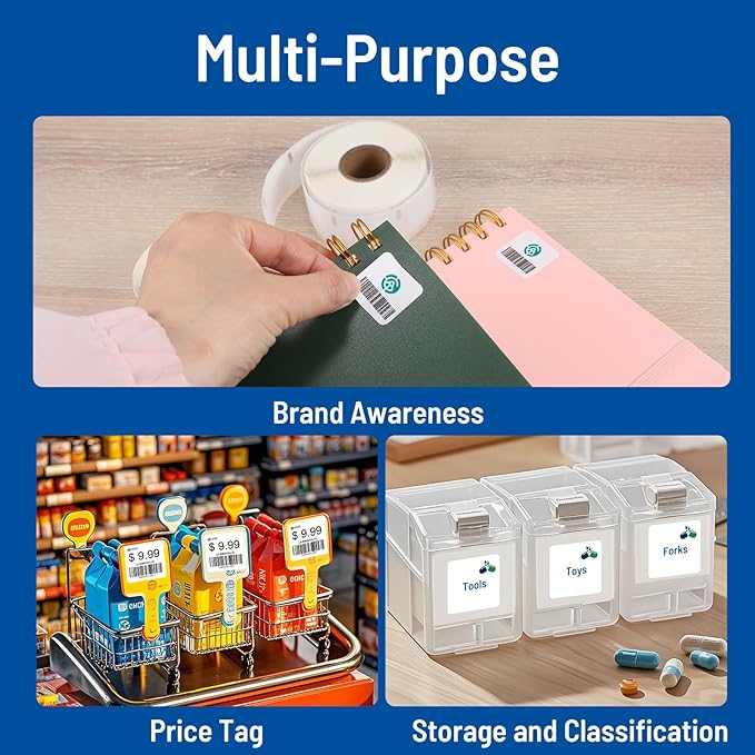 L LIKED 7500 Compatible DYMO 30332 Square Label 1" x 1" for QR Codes, Multipurpose Labels, Compatible with Zebra & DYMO 4XL (10 Rolls)